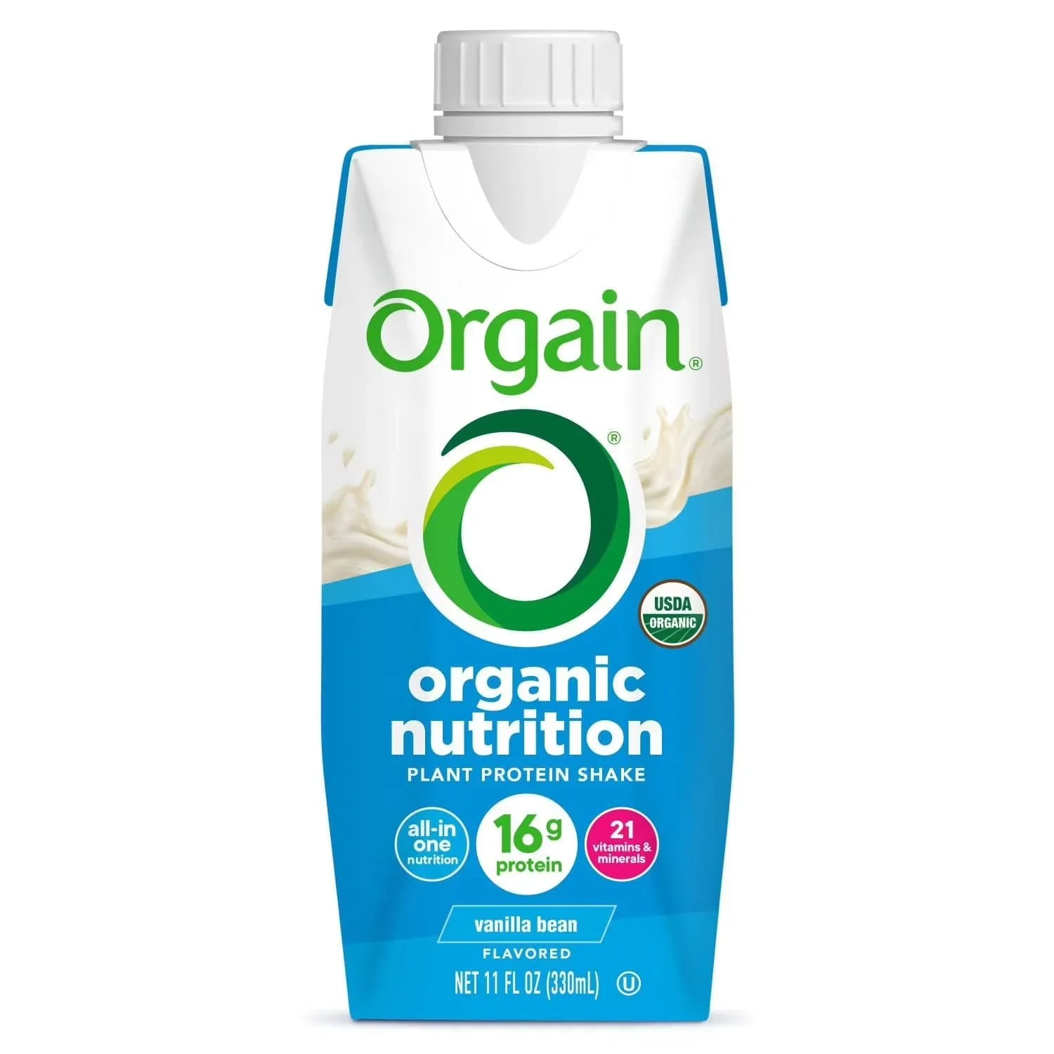 Orgain Organic Nutrition 16g Vegan Plant Based Protein Shake, Vanilla Bean 330ml