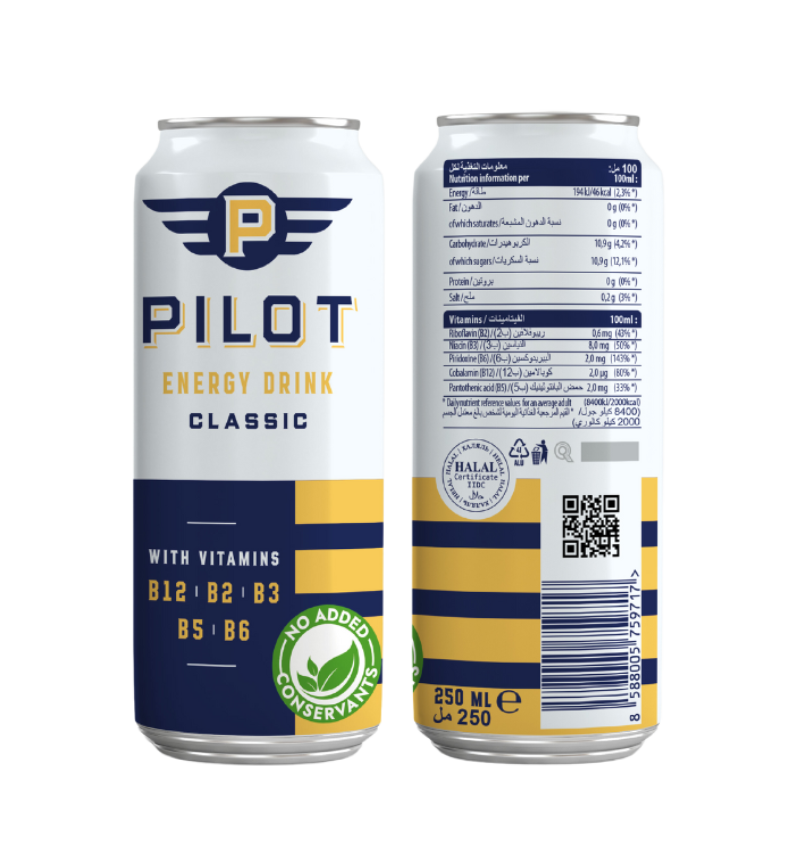 Pilot Classic Energy Drink with Vitamin B12,B2,B3,B5, B6