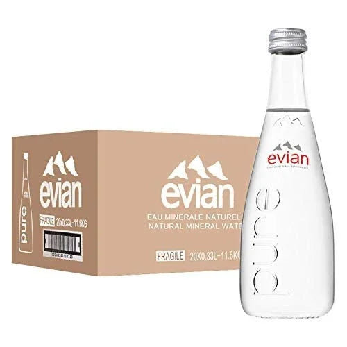 Evian Mineral Water Glass Bottles 330ml x 20Pcs Case