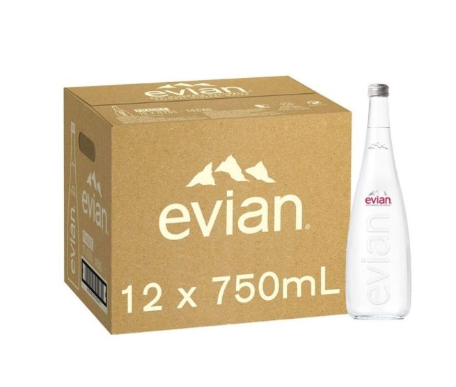Evian Mineral Water Glass Bottles x Case