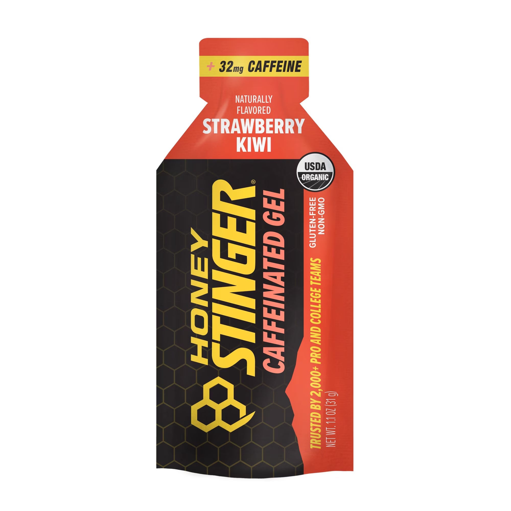 Honey Stinger Organic Energy Gel, Strawberry Kiwi, Caffeine Free Healthy Snack 31g
