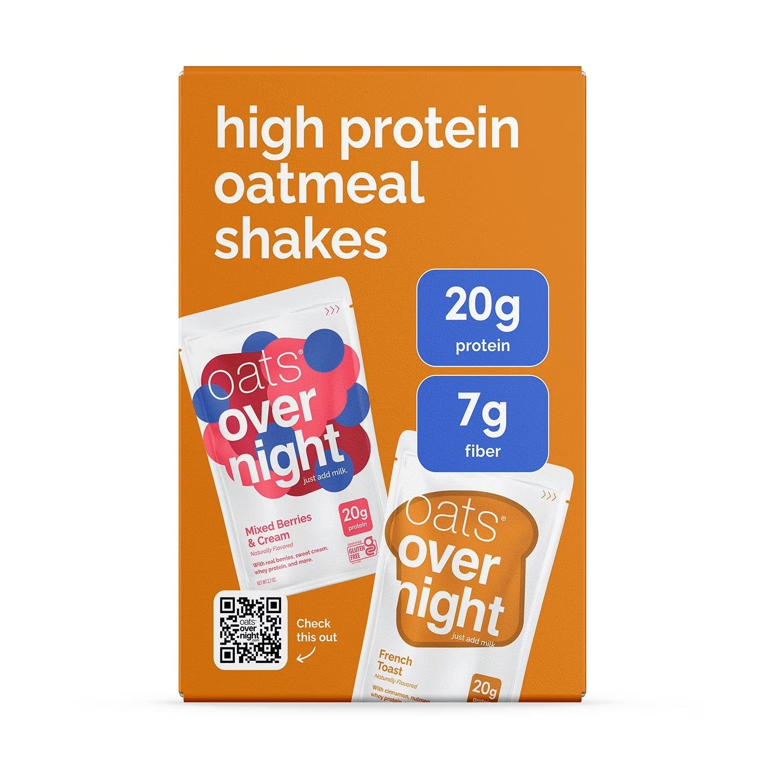 Oats Overnight High Protein Oatmeal Shakes Variety Pack, 20g Protein – 8 Pack (Includes Shaker Bottle)