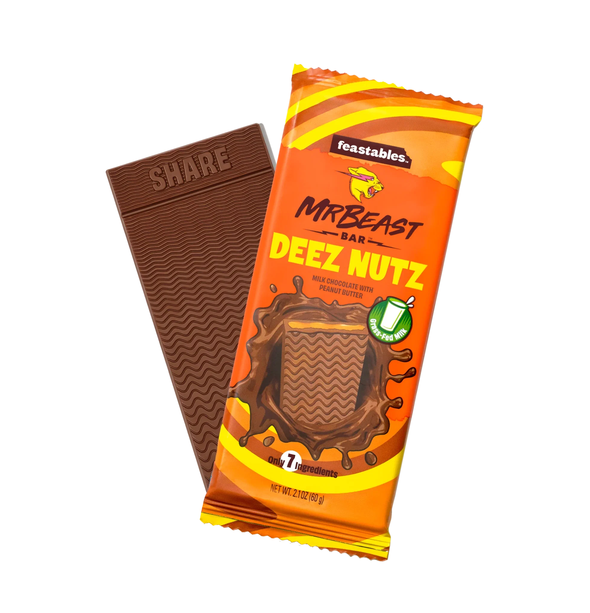 Feastables MrBeast Deez Nutz Peanut Butter Milk Chocolate Bar 60g