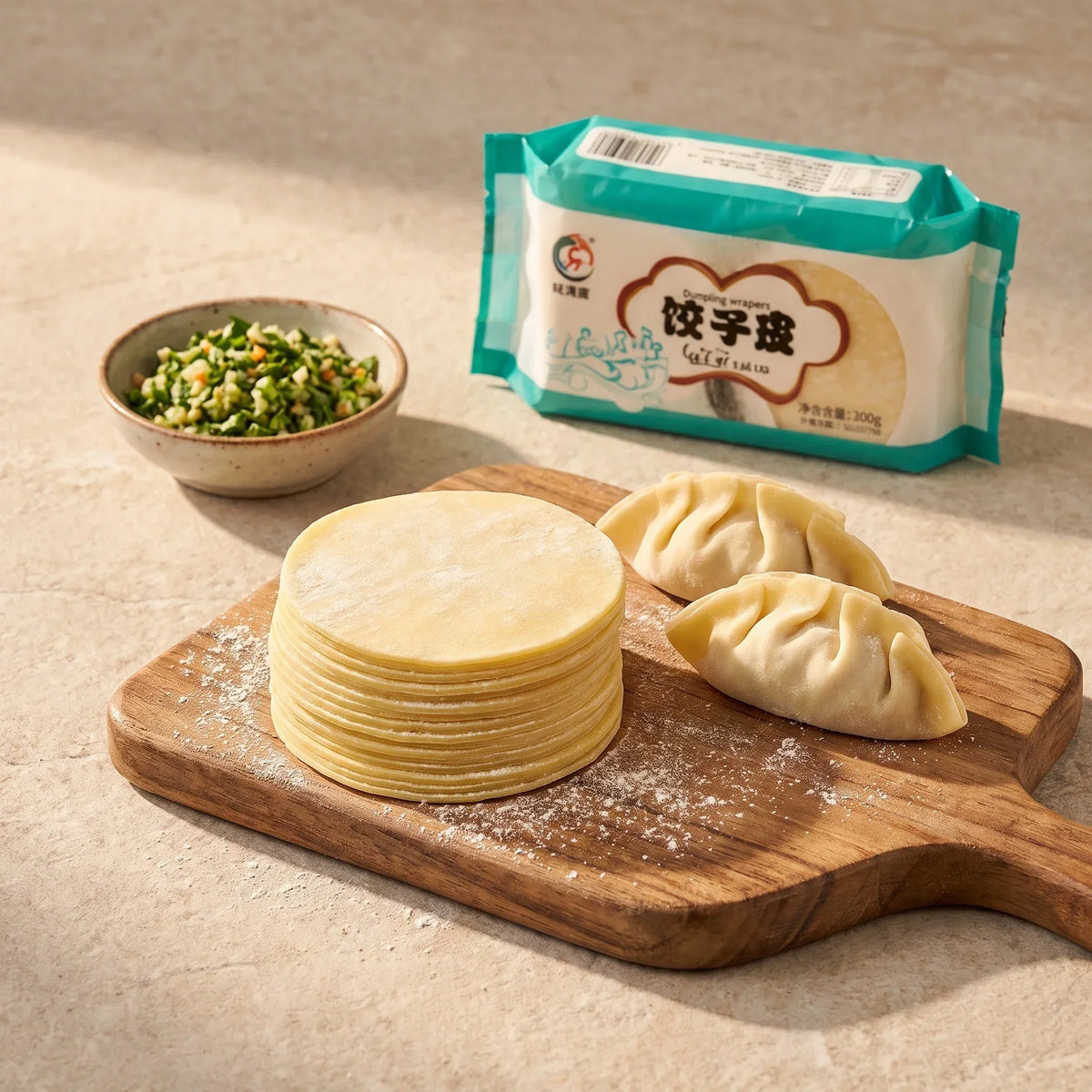 XI SHI Round Yellow Wonton Wrappers - 2 pkt