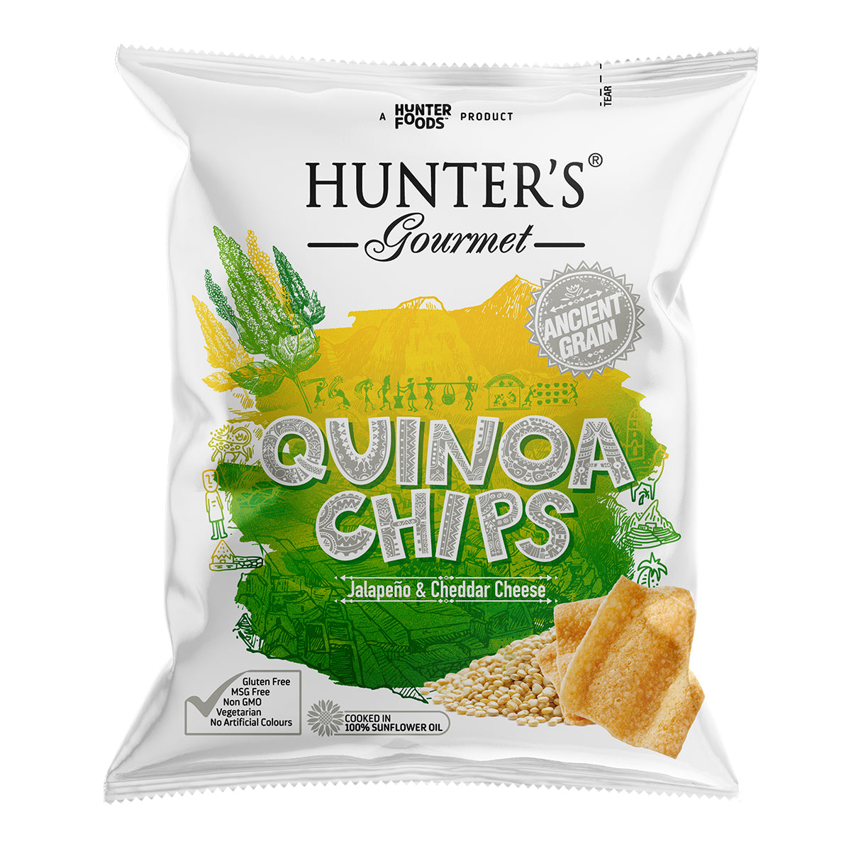 Hunter's Gourmet Quinoa Chips Jalapeno & Cheddar Cheese 28g