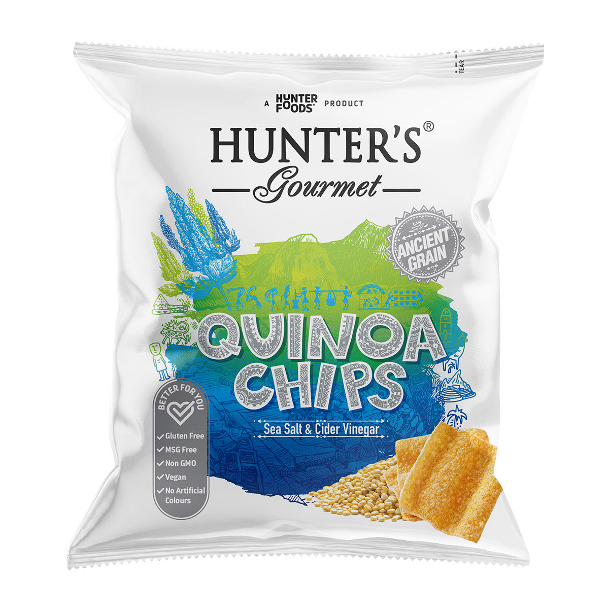 Hunter's Gourmet Quinoa Chips Sea Salt & Cider Vinegar 28g