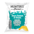 Hunter's Gourmet Sour Cream & Onion hand cooked potato chips bag, plant-based snack, UAE