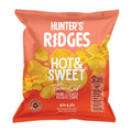 Hunter's Ridges Hot & Sweet thin-cut hand cooked potato chips bag, vegan snack UAE