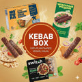 Plant-based kebab box assortment with vegan kebabs, naan, vegetables, iPlantBased UAE