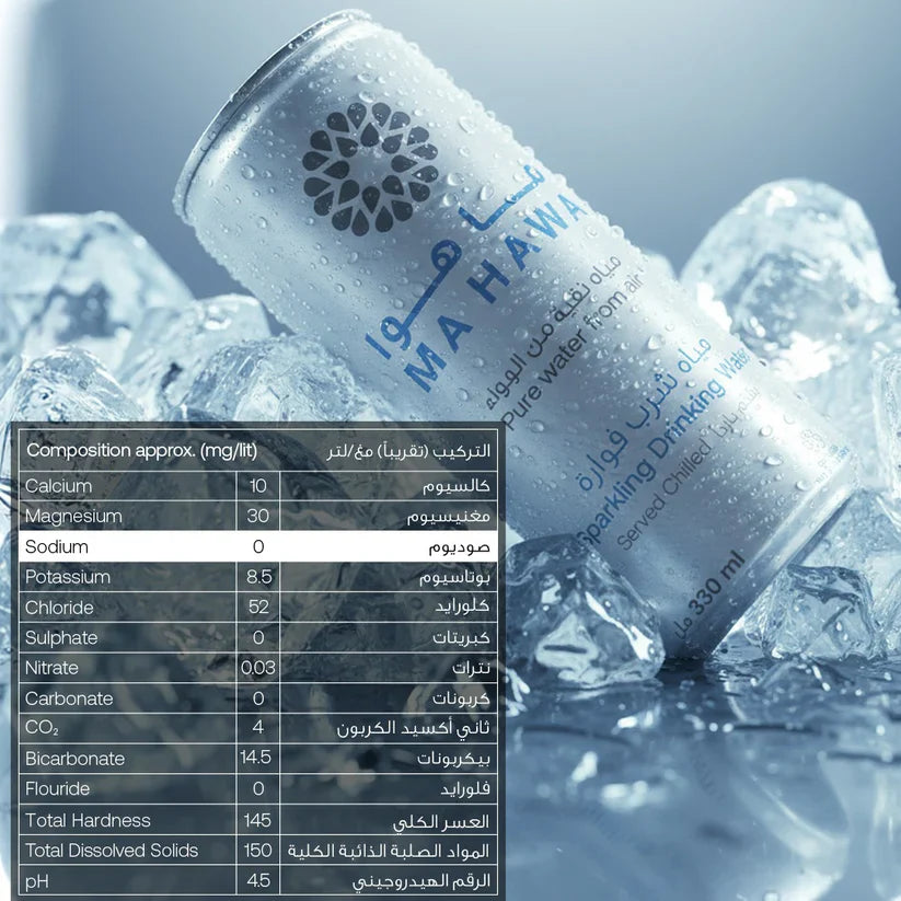 Ma Hawa Bottled Drinking Sparkling Water Can 24 x 330ml Pack