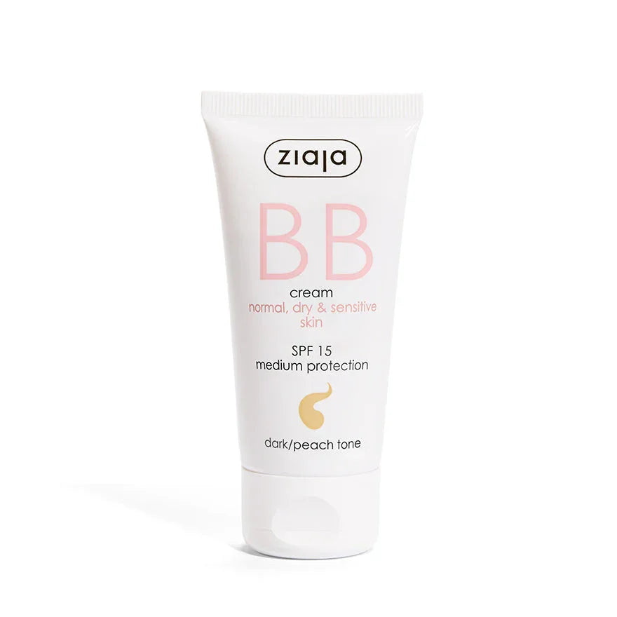 BB Cream Normal, Dry & Sensitive Skin, SPF15 Medium Protection Dark/Peach Tone (Ziaja) - Image 1