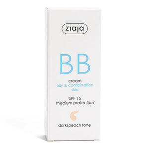 BB Cream Oily & Combination Skin, SPF15 Medium Protection Dark/Peach Tone (Ziaja) - Image 2
