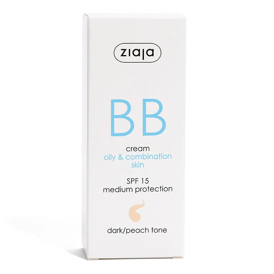 BB Cream Oily & Combination Skin, SPF15 Medium Protection Dark/Peach Tone (Ziaja) - Image 2