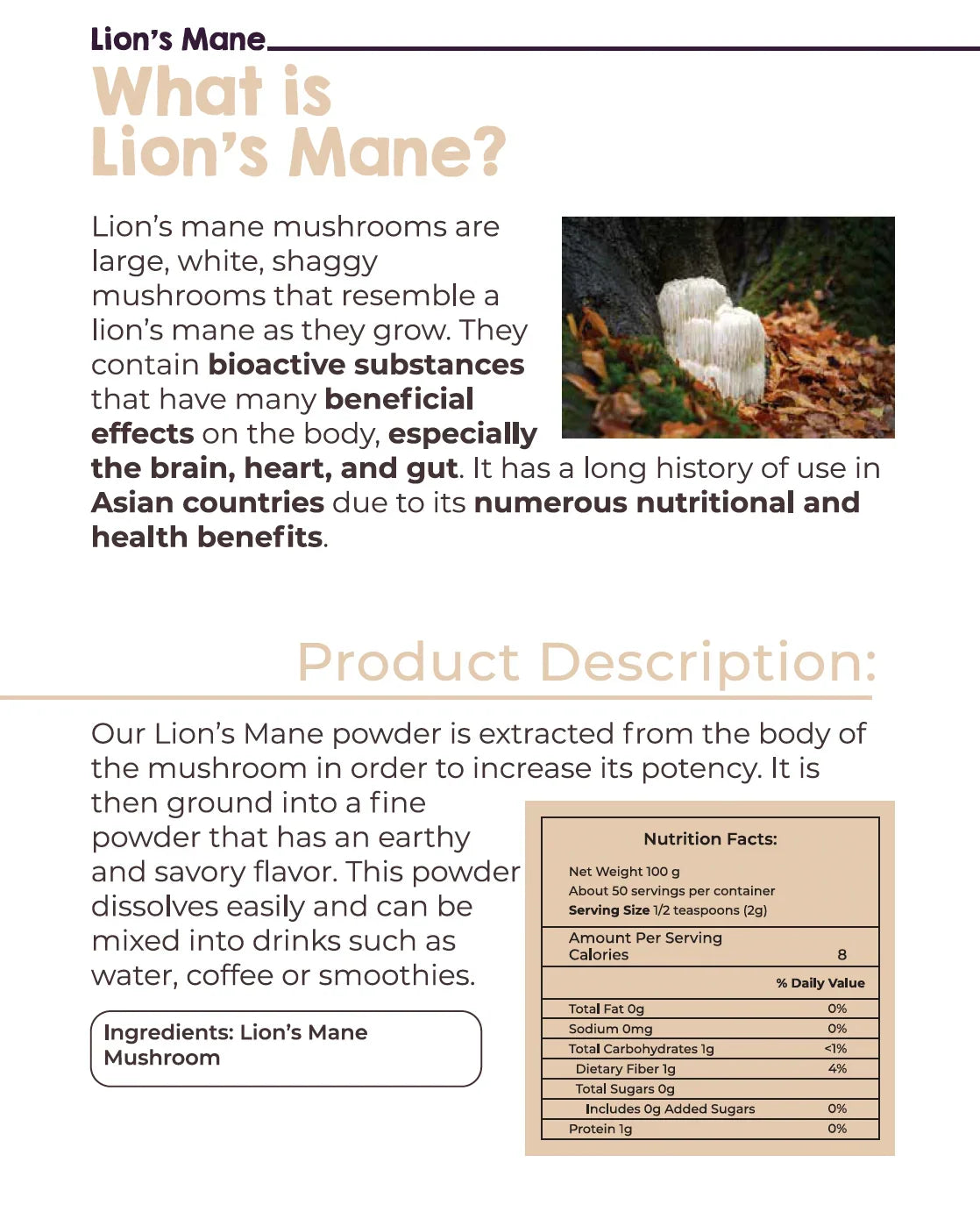 Livsmart Organic Lions Mane 100g