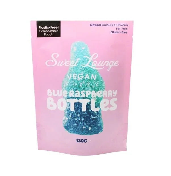 Sweet Lounge Vegan Fizzy Blue Raspberry Bottles Pouch 130g