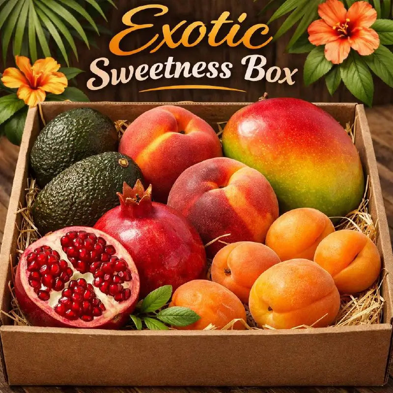 Box of exotic fruits
