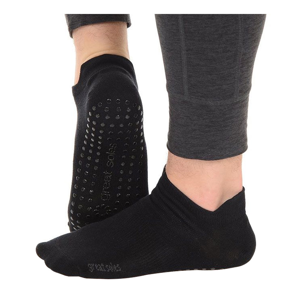 Great Soles - Tab Back Grip Sock - Black/Black