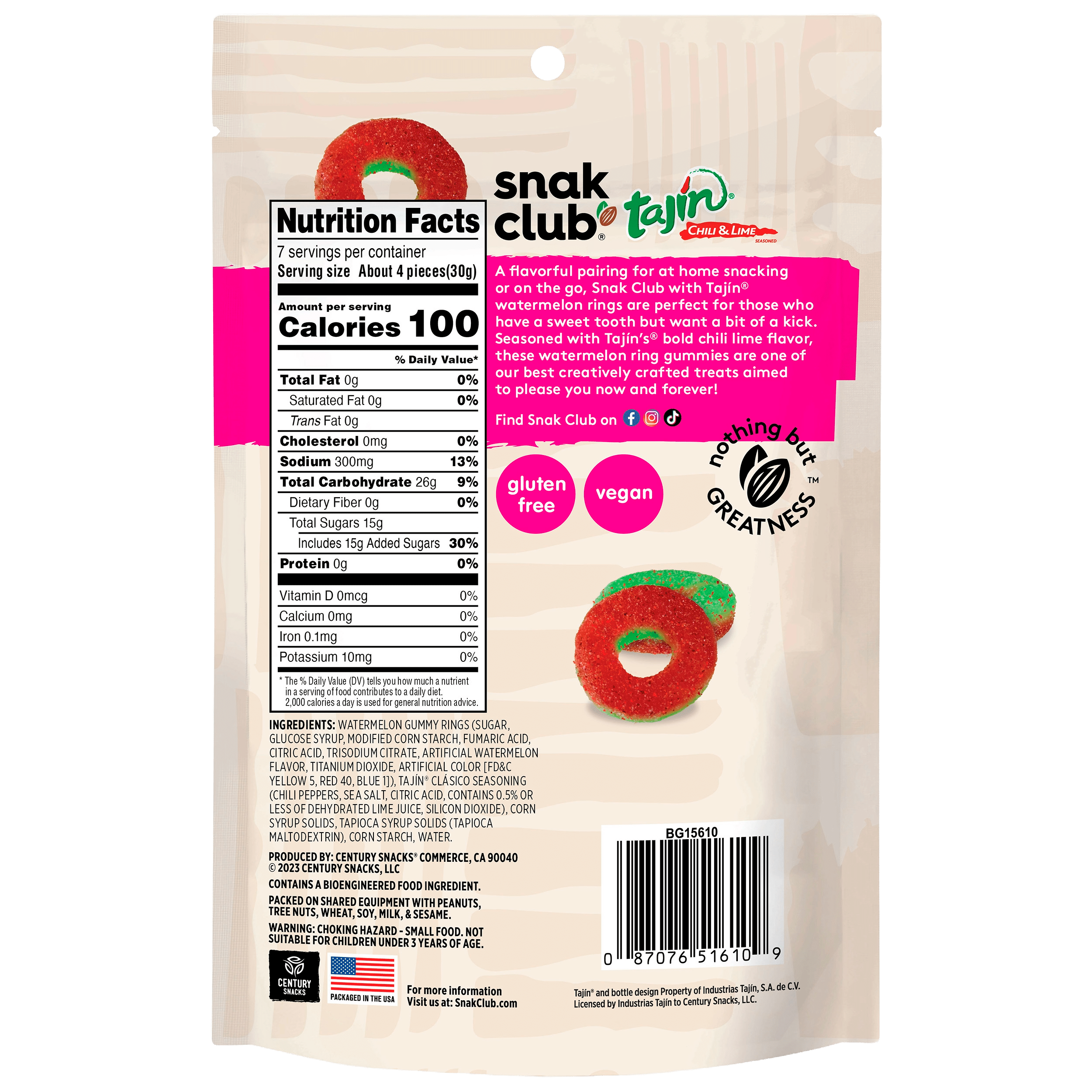 Snak Club Tajin Watermelon Rings