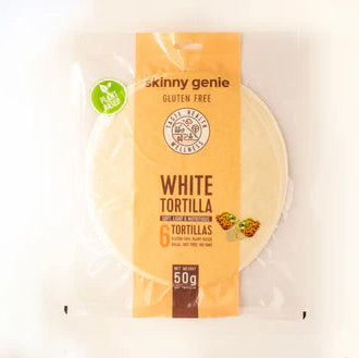 Skinny Genie gluten-free white tortilla pack, plant-based, 6 tortillas, UAE vegan food