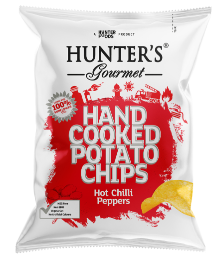 Hunter's Gourmet hot chilli peppers potato chips 125g