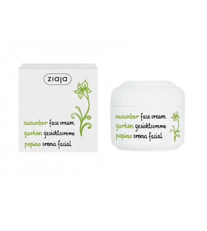 Ziaja cucumber face cream packaging on a white background
